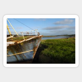 Trawler moored at Glencaple near Dumfries, Scotland Sticker